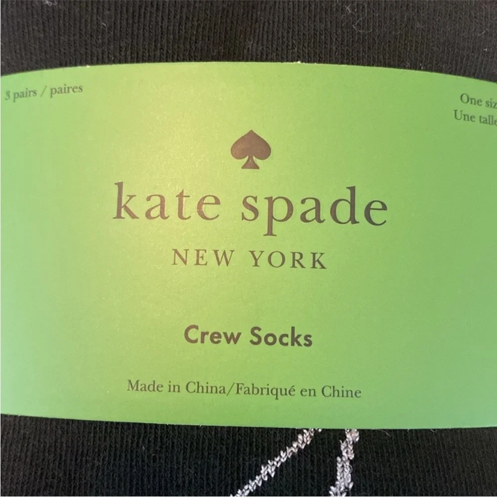 NWT Kate Spade 3 Pk of Crew Socks